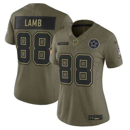 Women's Dallas Cowboys #88 CeeDee Lamb Nike Olive 2025 Salute to Service Limited Jersey Women's Dallas Cowboys #88 CeeDee Lamb Nike Olive 2025 Salute to Service Limited Jersey