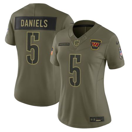 Women's Washington Commanders #5 Jayden Daniels Nike Olive 2025 Salute to Service Limited Jersey Women's Washington Commanders #5 Jayden Daniels Nike Olive 2025 Salute to Service Limited Jersey