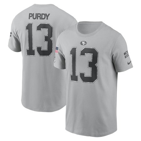 Men's San Francisco 49ers Brock Purdy Nike Gray 2024 Salute To Service Name & Number T-Shirt Men's San Francisco 49ers Brock Purdy Nike Gray 2024 Salute To Service Name & Number T-Shirt