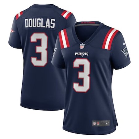 Women's New England Patriots #3 Demario Douglas Nike Navy Game Jersey