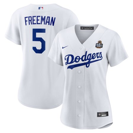 Women's Los Angeles Dodgers Freddie Freeman White 2024 World Series Home Home Replica Jersey