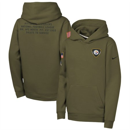 Youth Pittsburgh Steelers Olive 2025 Salute to Service Club Fleece Hoodie Youth Pittsburgh Steelers Olive 2025 Salute to Service Club Fleece Hoodie