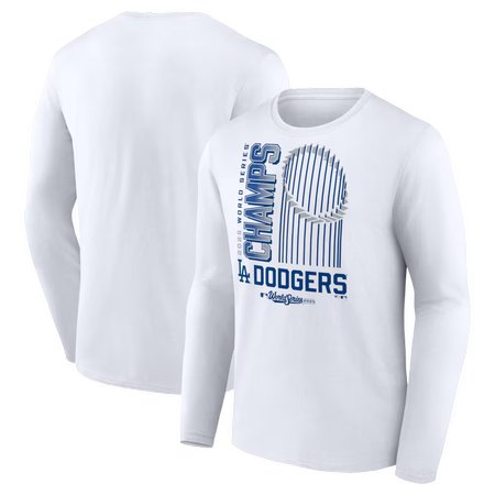 Men's Los Angeles Dodgers White 2025 World Series Champions Wild Pitch Long Sleeve T-Shirt