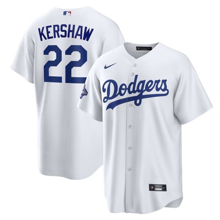 Youth Los Angeles Dodgers #22 Clayton Kershaw Nike White Home 2025 World Series Champions Replica Jersey