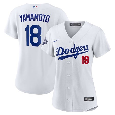 Women's Los Angeles Dodgers #18 Yoshinobu Yamamoto White 2025 World Series Champions Home Limited Jersey