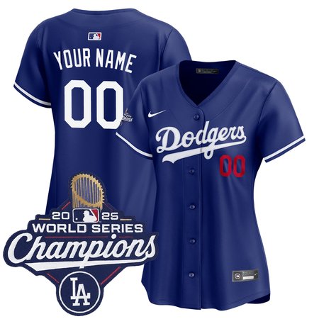 Women's Los Angeles Dodgers Custom Royal 2025 World Series Champions Home Limited Jersey