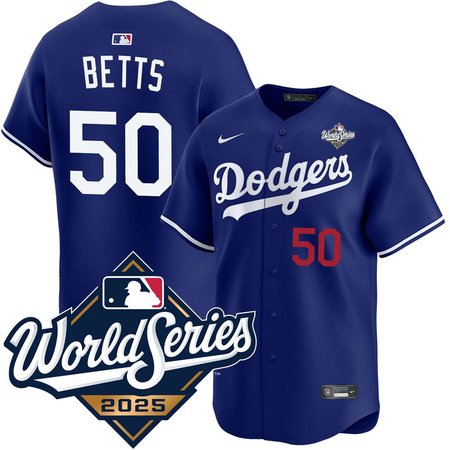 Youth Los Angeles Dodgers #50 Mookie Betts Nike Royal 2025 World Series Home Limited Jersey