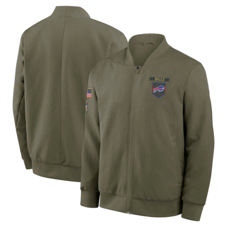 Men's Buffalo Bills Olive 2025 Salute to Service Sideline Full-Zip Bomber Jacket