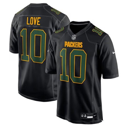 Men's Green Bay Packers #10 Jordan Love Nike Carbon Black Fashion Game Jersey