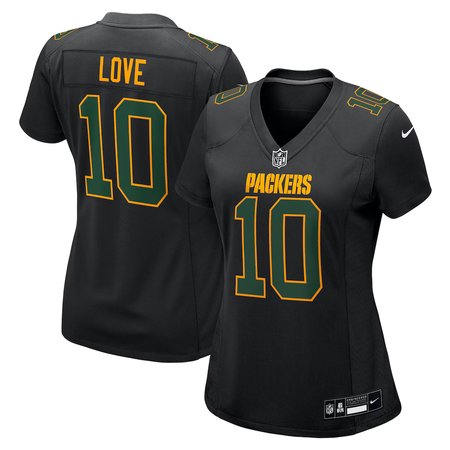 Women's Green Bay Packers #10 Jordan Love Nike Carbon Black Fashion Game Jersey