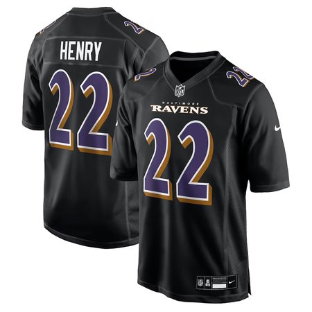 Men's Baltimore Ravens #22 Derrick Henry Nike Carbon Black Fashion Game Jersey
