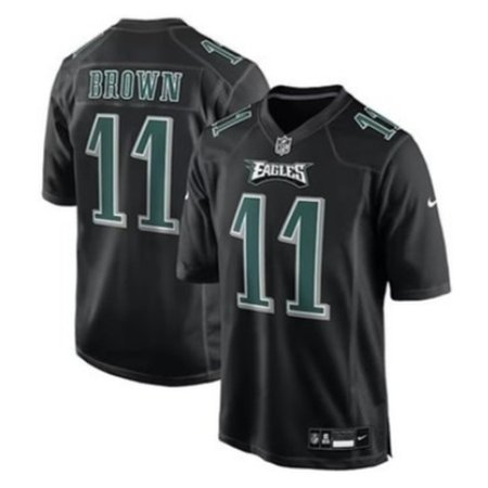 Men's Philadelphia Eagles #11 A.J. Brown Nike Carbon Black Fashion Game Jersey