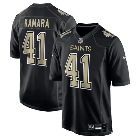 Men's New Orleans Saints #41 Alvin Kamara Carbon Black Fashion Game Jersey