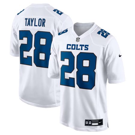 Youth Indianapolis Colts #28 Jonathan Taylor Nike Tundra White Fashion Game Jersey