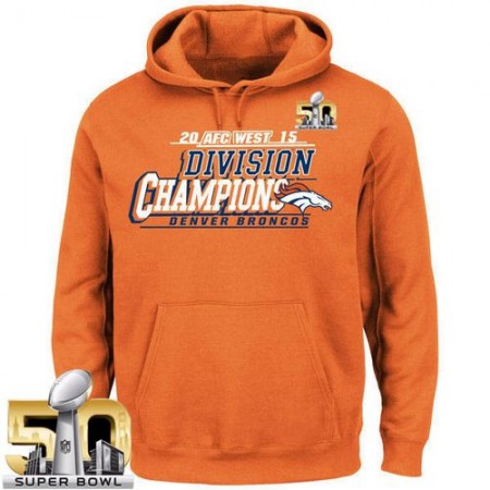 Men's Denver Broncos Orange 2015 AFC West Division Champions Pullover Super Bowl 50 Hoodie