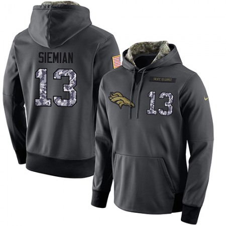 NFL Men's Denver Broncos #13 Trevor Siemian Stitched Black Anthracite Salute to Service Player Performance Hoodie