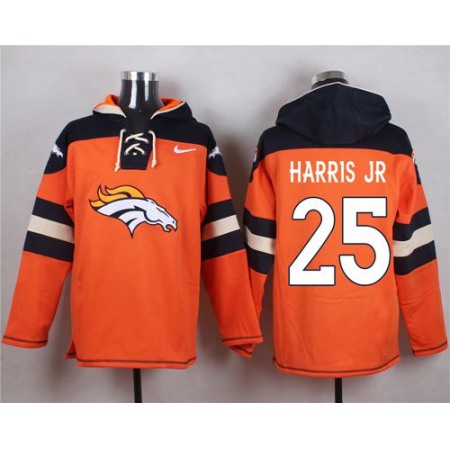 Broncos #25 Chris Harris Jr Orange Player Pullover NFL Hoodie