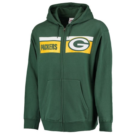 Men's Green Bay Packers Green Touchback Full-Zip NFL Hoodie