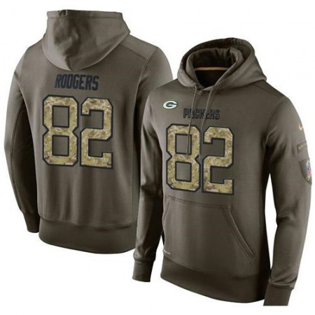 NFL Men's Green Bay Packers #82 Richard Rodgers Stitched Green Olive Salute To Service KO Performance Hoodie