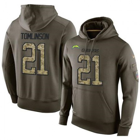 NFL Men's Nike San Diego Chargers #21 LaDainian Tomlinson Stitched Green Olive Salute To Service KO Performance Hoodie NFL Men's Nike San Diego Chargers #21 LaDainian Tomlinson Stitched Green Olive Salute To Service KO Performance Hoodie