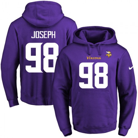 Vikings #98 Linval Joseph Purple Name & Number Pullover NFL Hoodie