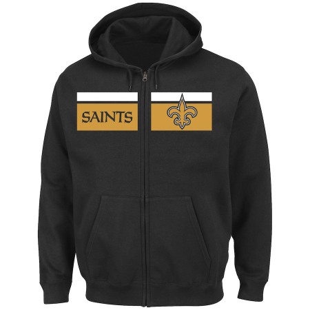Men's New Orleans Saints Black Touchback Full-Zip NFL Hoodie