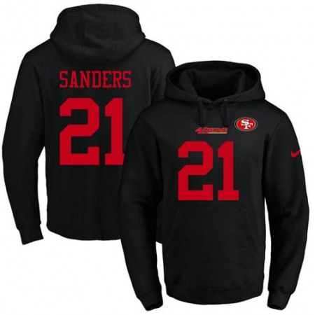 49ers #21 Deion Sanders Black Name & Number Pullover NFL Hoodie