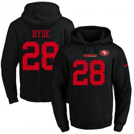 49ers #28 Carlos Hyde Black Name & Number Pullover NFL Hoodie