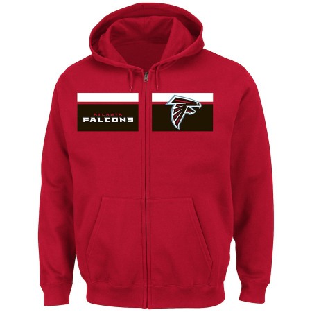 Men's Atlanta Falcons Red Touchback Full-Zip NFL Hoodie