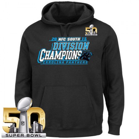 Men's Carolina Panthers Black Super Bowl 50 2015 NFC South Division Champions Pullover Hoodie