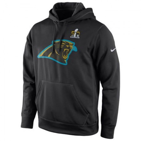 Men's Carolina Panthers Black Super Bowl 50 Bound Team Travel Performance Pullover Hoodie
