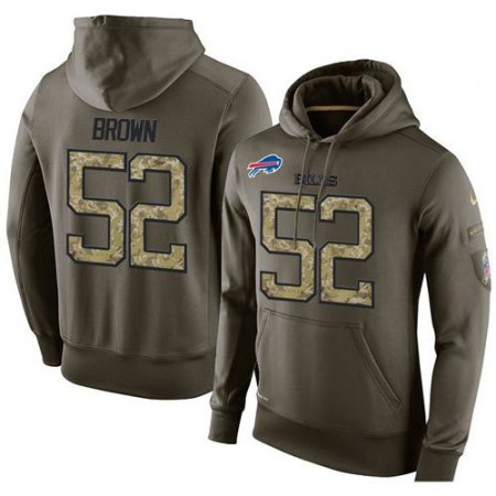 NFL Men's Buffalo Bills #52 Preston Brown Stitched Green Olive Salute To Service KO Performance Hoodie