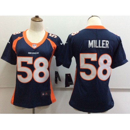 Women's Denver Broncos #58 Von Miller Blue Untouchable Limited Stitched NFL Jersey