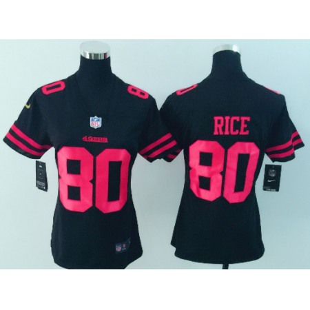 Women's San Francisco 49ers #80 Jerry Rice Black Vapor Untouchable Limited Stitched NFL Jersey