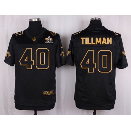 Cardinals #40 Pat Tillman Black Pro Line Gold Collection Men's Stitched NFL Elite Jersey