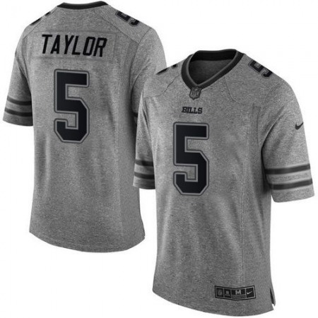 Bills #5 Tyrod Taylor Gray Men's Stitched NFL Limited Gridiron Gray Jersey