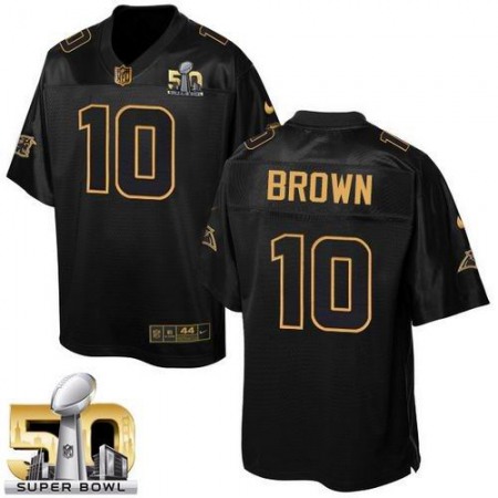 Panthers #10 Corey Brown Black Super Bowl 50 Men's Stitched NFL Elite Pro Line Gold Collection Jersey
