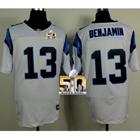 Panthers #13 Kelvin Benjamin White Super Bowl 50 Men's Stitched NFL Elite Jersey Panthers #13 Kelvin Benjamin White Super Bowl 50 Men's Stitched NFL Elite Jersey
