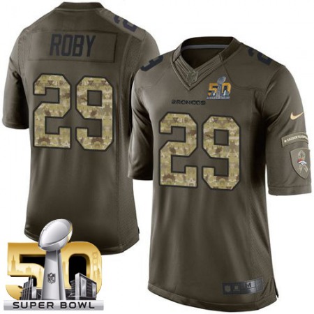 Broncos #29 Bradley Roby Green Super Bowl 50 Men's Stitched NFL Limited Salute To Service Jersey