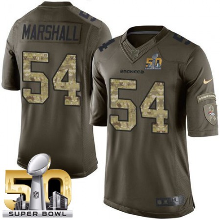 Broncos #54 Brandon Marshall Green Super Bowl 50 Men's Stitched NFL Limited Salute To Service Jersey