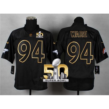 Broncos #94 DeMarcus Ware Black Gold No. Fashion Super Bowl 50 Men's Stitched NFL Elite Jersey