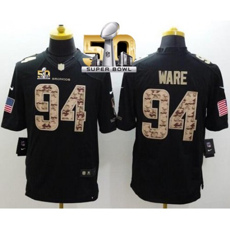 Broncos #94 DeMarcus Ware Black Super Bowl 50 Men's Stitched NFL Limited Salute to Service Jersey