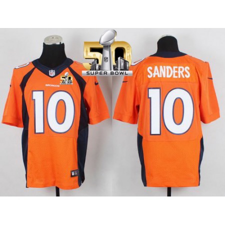 Broncos #10 Emmanuel Sanders Orange Team Color Super Bowl 50 Men's Stitched NFL New Elite Jersey