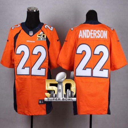 Broncos #22 C.J. Anderson Orange Team Color Super Bowl 50 Men's Stitched NFL New Elite Jersey