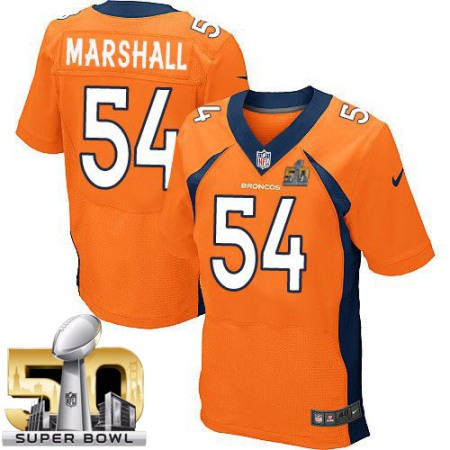 Broncos #54 Brandon Marshall Orange Team Color Super Bowl 50 Men's Stitched NFL New Elite Jersey