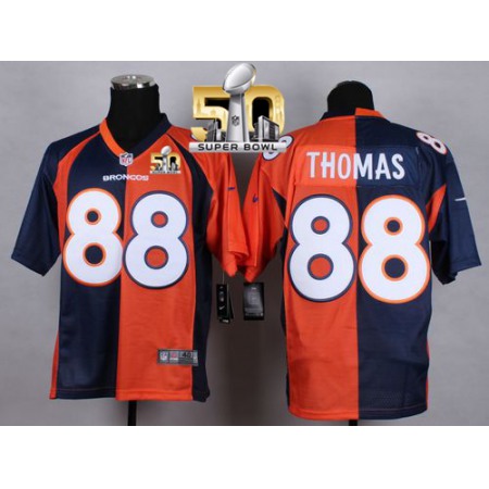 Broncos #88 Demaryius Thomas Orange/Navy Blue Super Bowl 50 Men's Stitched NFL Elite Split Jersey