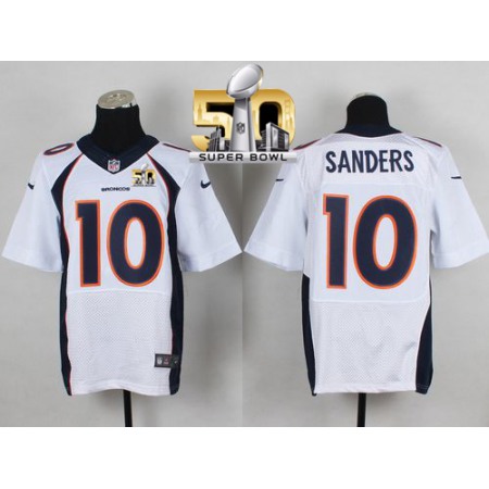Broncos #10 Emmanuel Sanders White Super Bowl 50 Men's Stitched NFL New Elite Jersey