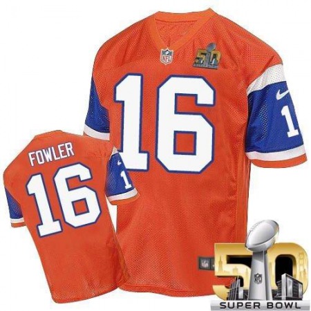 Broncos #16 Bennie Fowler Orange Throwback Super Bowl 50 Men's Stitched NFL Elite Jersey