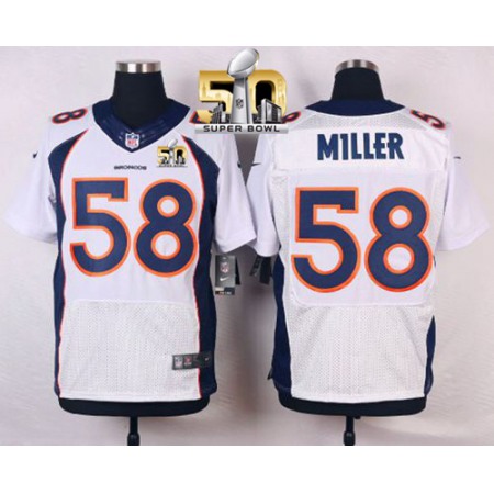 Broncos #58 Von Miller White Super Bowl 50 Men's Stitched NFL New Elite Jersey