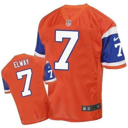 Broncos #7 John Elway Orange Throwback Men's Stitched NFL Elite Jersey
